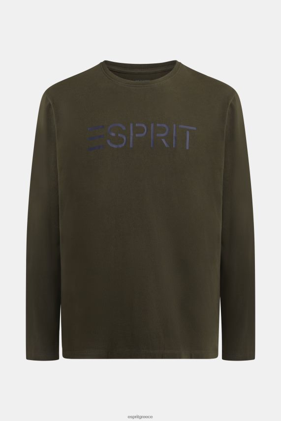 άνδρες Esprit σκούρο πράσινο μπλουζάκι ζέρσεϊ με λογότυπο μπλουζάκια 0J044P865