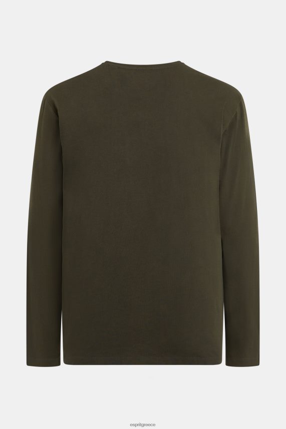 άνδρες Esprit σκούρο πράσινο μπλουζάκι ζέρσεϊ με λογότυπο μπλουζάκια 0J044P865