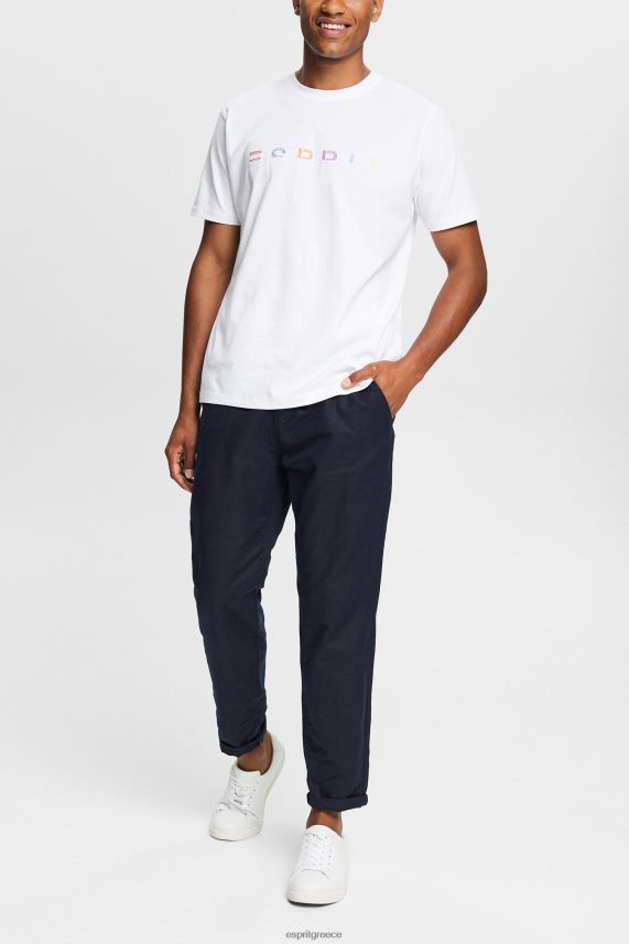 άνδρες Esprit άσπρο μπλουζάκι φανέλα με κεντημένο λογότυπο μπλουζάκια 0J044P915