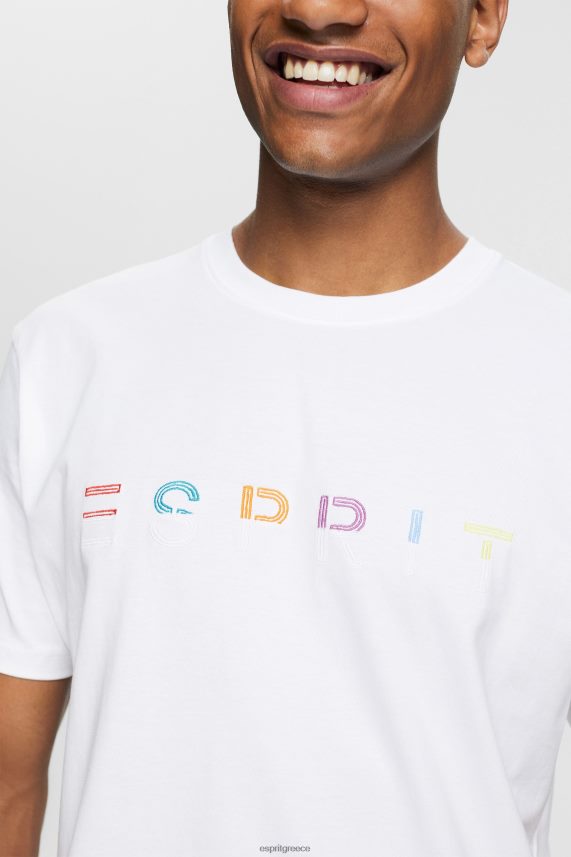 άνδρες Esprit άσπρο μπλουζάκι φανέλα με κεντημένο λογότυπο μπλουζάκια 0J044P915