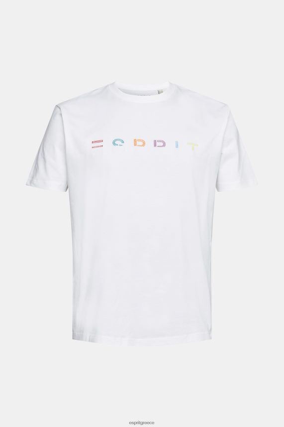 άνδρες Esprit άσπρο μπλουζάκι φανέλα με κεντημένο λογότυπο μπλουζάκια 0J044P915