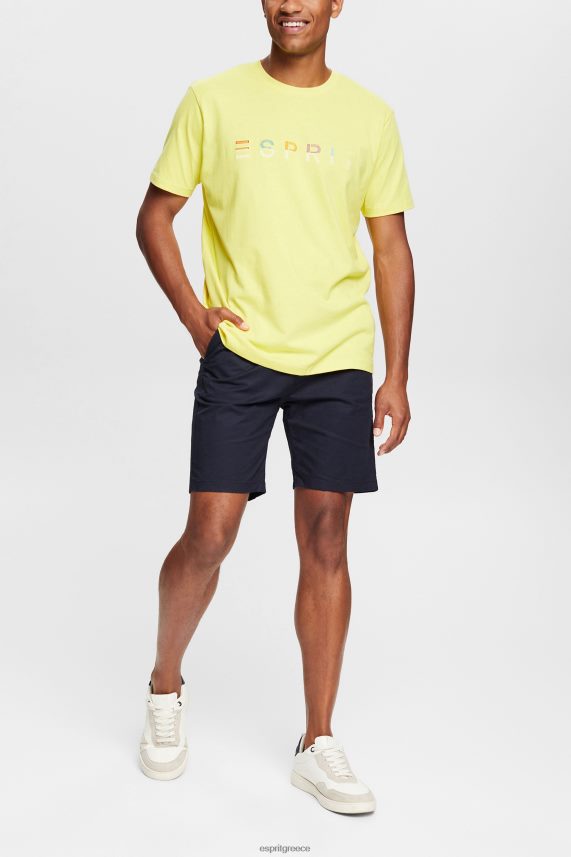 άνδρες Esprit φωτεινό κίτρινο μπλουζάκι φανέλα με κεντημένο λογότυπο μπλουζάκια 0J044P920