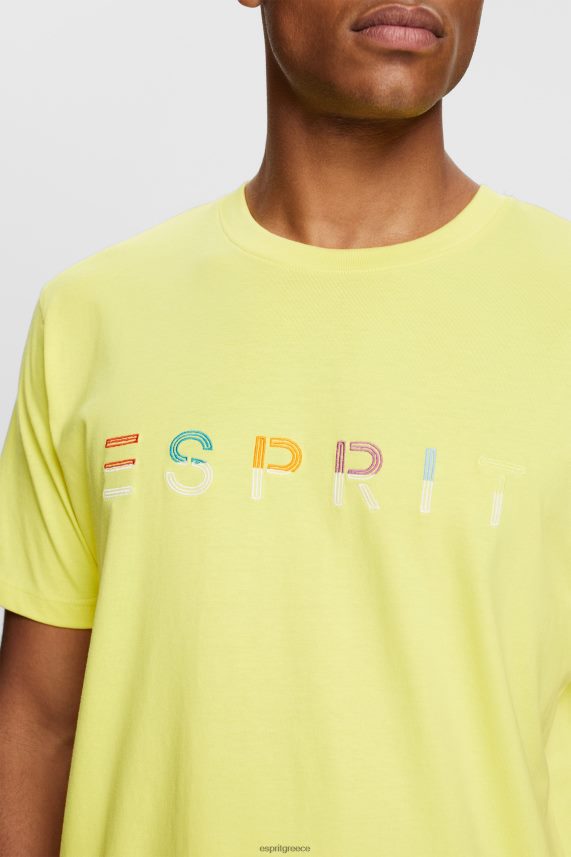 άνδρες Esprit φωτεινό κίτρινο μπλουζάκι φανέλα με κεντημένο λογότυπο μπλουζάκια 0J044P920