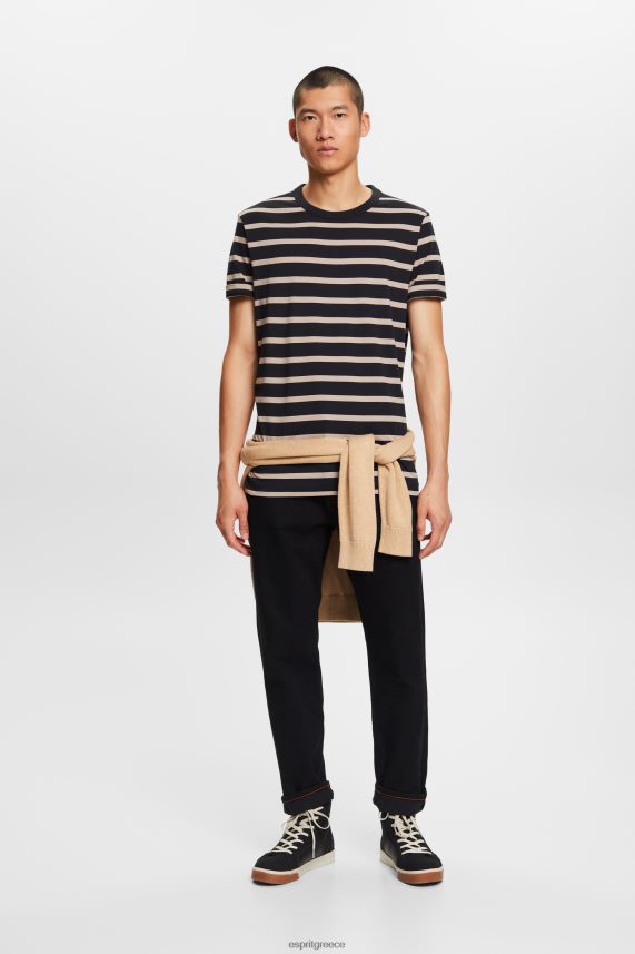 άνδρες Esprit μαύρος ριγέ μπλουζάκι ζέρσεϊ, 100% βαμβάκι μπλουζάκια 0J044P590