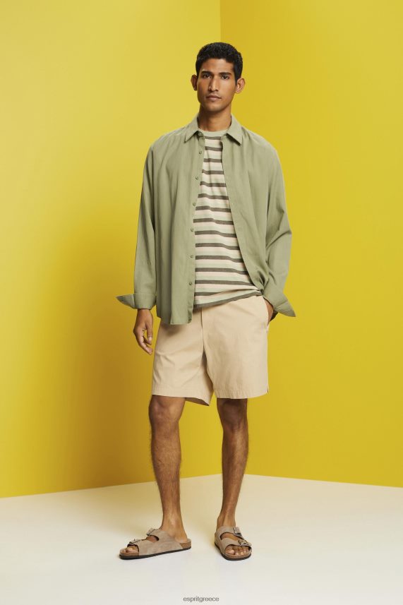 άνδρες Esprit ανοιχτό πράσινο ριγέ μπλουζάκι ζέρσεϊ, 100% βαμβάκι μπλουζάκια 0J044P735