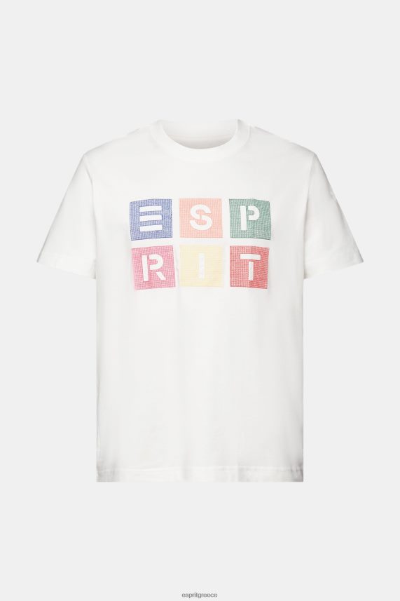 άνδρες Esprit υπόλευκο T-shirt με λογότυπο, 100% βαμβάκι μπλουζάκια 0J044P587