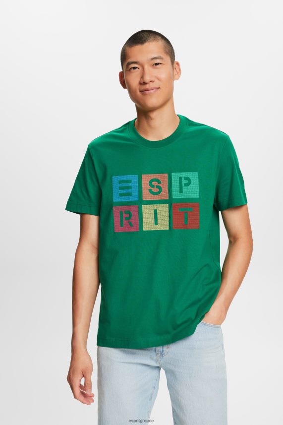 άνδρες Esprit σκούρο πράσινο T-shirt με λογότυπο, 100% βαμβάκι μπλουζάκια 0J044P588
