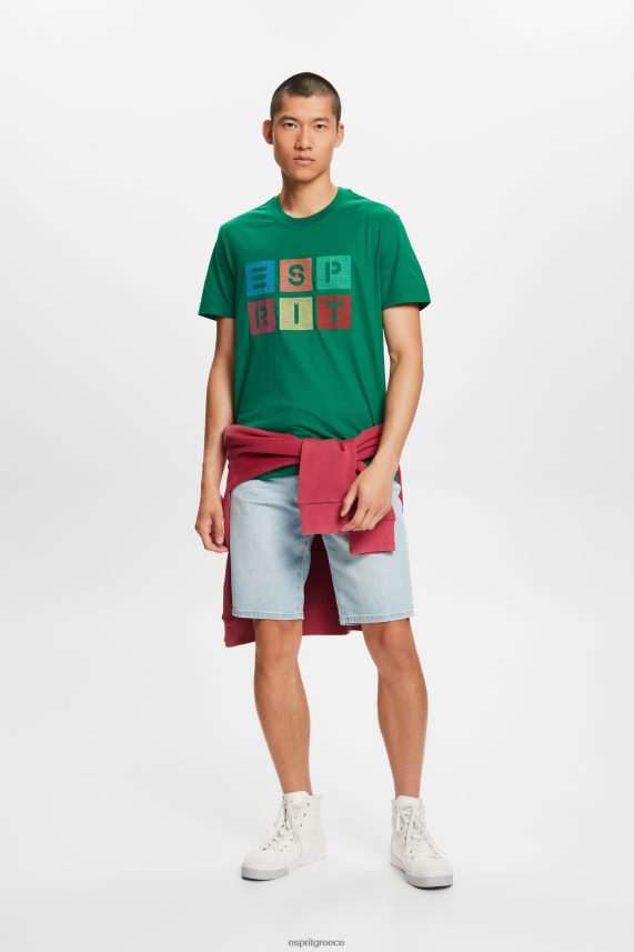 άνδρες Esprit σκούρο πράσινο T-shirt με λογότυπο, 100% βαμβάκι μπλουζάκια 0J044P588