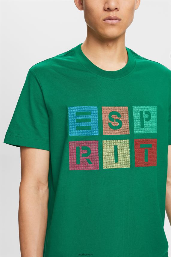άνδρες Esprit σκούρο πράσινο T-shirt με λογότυπο, 100% βαμβάκι μπλουζάκια 0J044P588