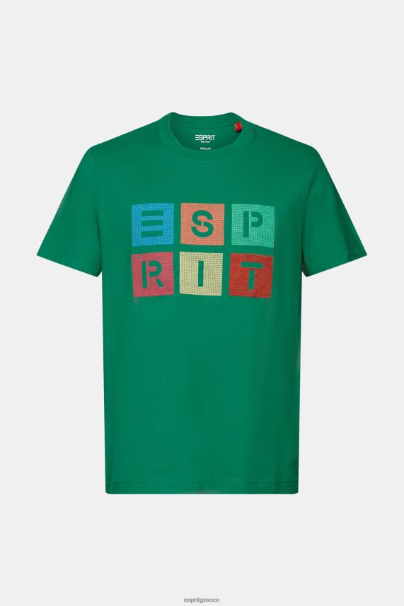 άνδρες Esprit σκούρο πράσινο T-shirt με λογότυπο, 100% βαμβάκι μπλουζάκια 0J044P588