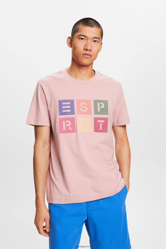άνδρες Esprit παλιό ροζ T-shirt με λογότυπο, 100% βαμβάκι μπλουζάκια 0J044P589