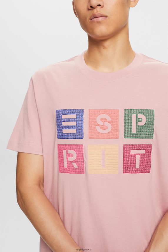 άνδρες Esprit παλιό ροζ T-shirt με λογότυπο, 100% βαμβάκι μπλουζάκια 0J044P589