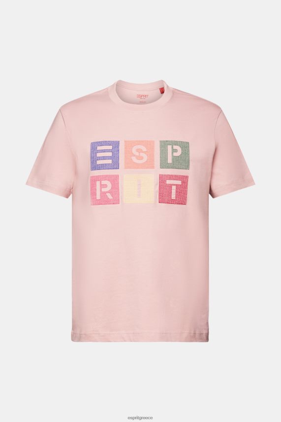 άνδρες Esprit παλιό ροζ T-shirt με λογότυπο, 100% βαμβάκι μπλουζάκια 0J044P589