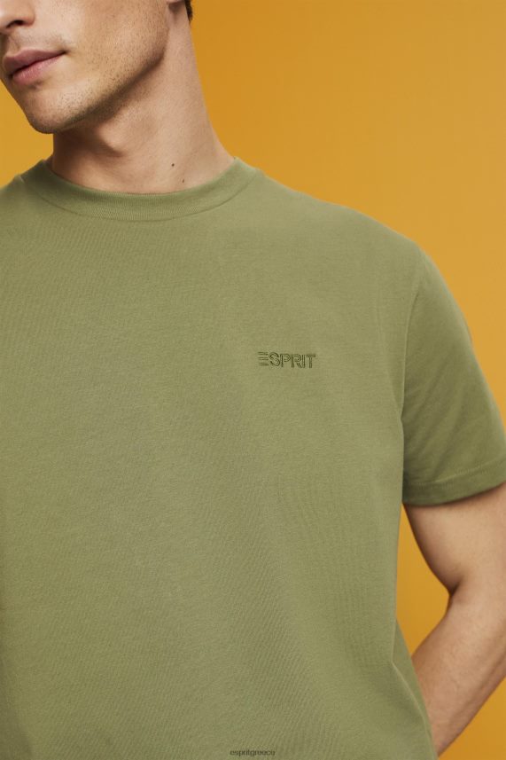 άνδρες Esprit ελιά T-shirt με λογότυπο, 100% βαμβάκι μπλουζάκια 0J044P669