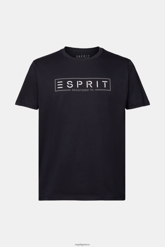 άνδρες Esprit μαύρος T-shirt με λογότυπο ζέρσεϊ, 100% βαμβάκι μπλουζάκια 0J044P733