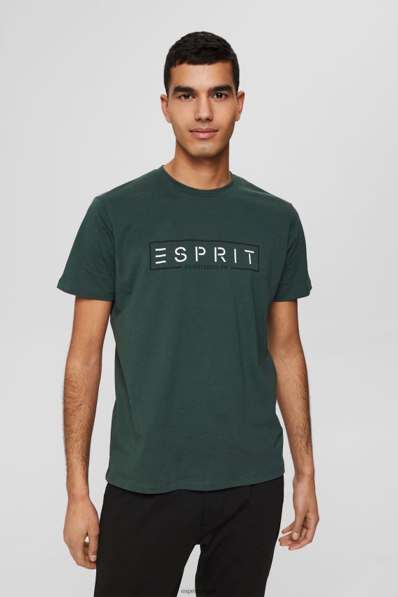 άνδρες Esprit γαλαζοπράσινο T-shirt με λογότυπο ζέρσεϊ, 100% βαμβάκι μπλουζάκια 0J044P734