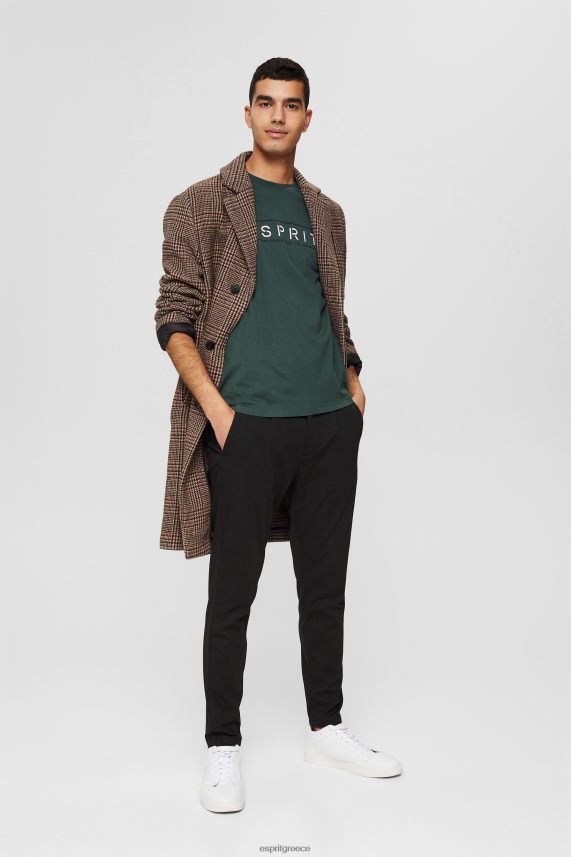 άνδρες Esprit γαλαζοπράσινο T-shirt με λογότυπο ζέρσεϊ, 100% βαμβάκι μπλουζάκια 0J044P734