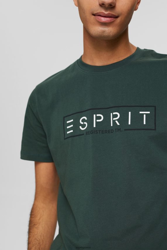 άνδρες Esprit γαλαζοπράσινο T-shirt με λογότυπο ζέρσεϊ, 100% βαμβάκι μπλουζάκια 0J044P734