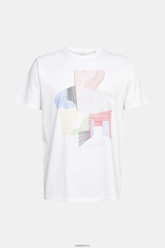 άνδρες Esprit άσπρο βιώσιμο βαμβακερό t-shirt εικονογράφηση μπλουζάκια 0J044P939