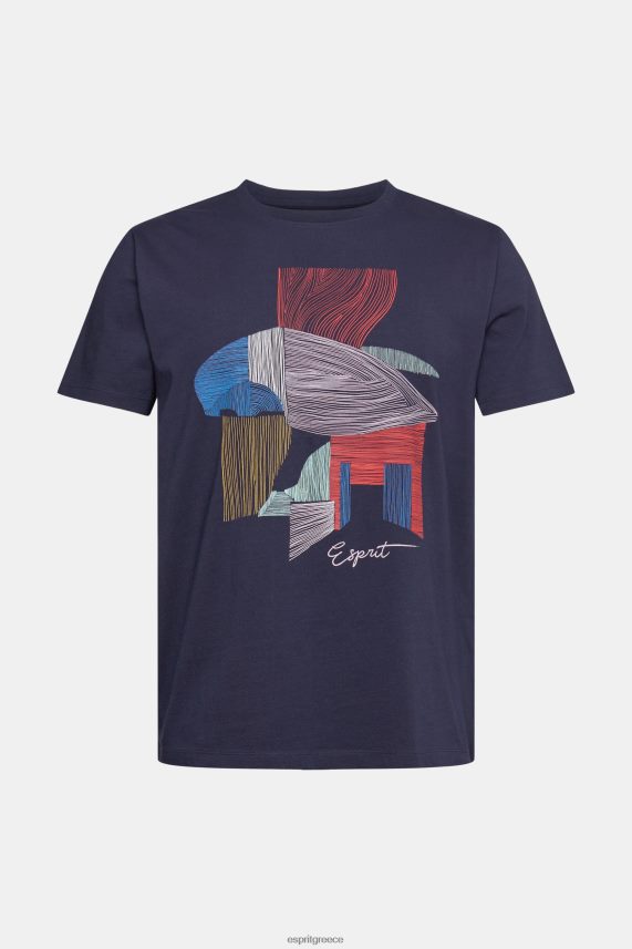 άνδρες Esprit ΠΟΛΕΜΙΚΟ ΝΑΥΤΙΚΟ βιώσιμο βαμβακερό t-shirt εικονογράφηση μπλουζάκια 0J044P940