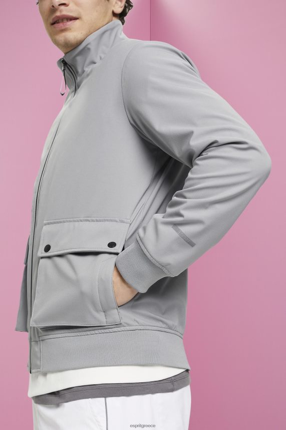 άνδρες Esprit μέτριο γκρι σακάκι από μαλακό κέλυφος ψαροκόκαλο μπουφάν 0J044P729