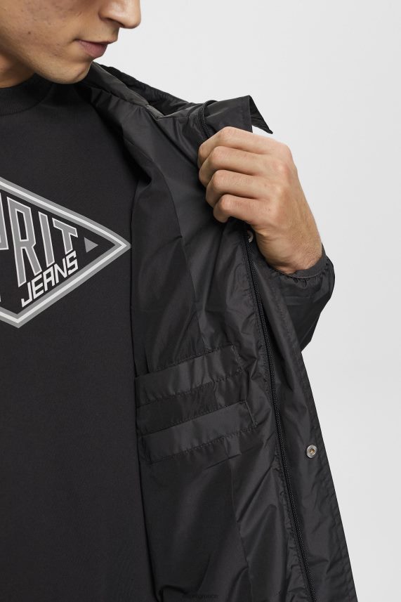 άνδρες Esprit μαύρος ελαφρύ αδιάβροχο μπουφάν με κουκούλα μπουφάν 0J044P764