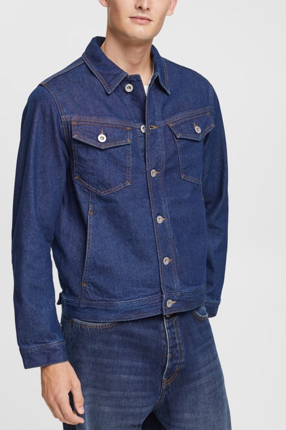 άνδρες Esprit μπλε σκούρο πλύσιμο τζιν μπουφάν μπουφάν 0J044P879