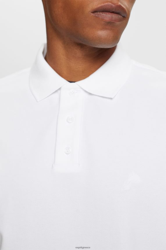 άνδρες Esprit άσπρο μπλουζάκι πόλο από βαμβακερό δίχτυ πόλο 0J044P567