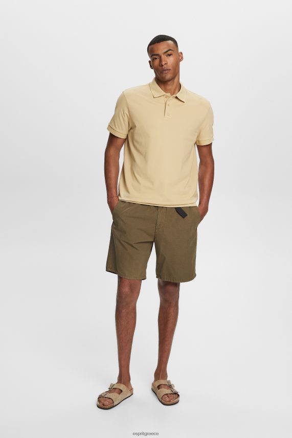 άνδρες Esprit ωχρό χακί μπλουζάκι πόλο από βαμβακερό δίχτυ πόλο 0J044P568