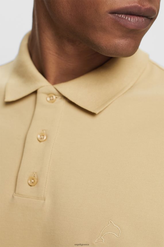 άνδρες Esprit ωχρό χακί μπλουζάκι πόλο από βαμβακερό δίχτυ πόλο 0J044P568