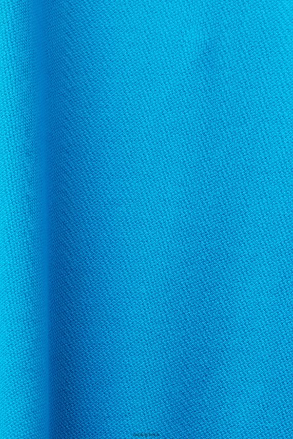 άνδρες Esprit γαλάζιο μπλουζάκι πόλο από βαμβακερό δίχτυ πόλο 0J044P570