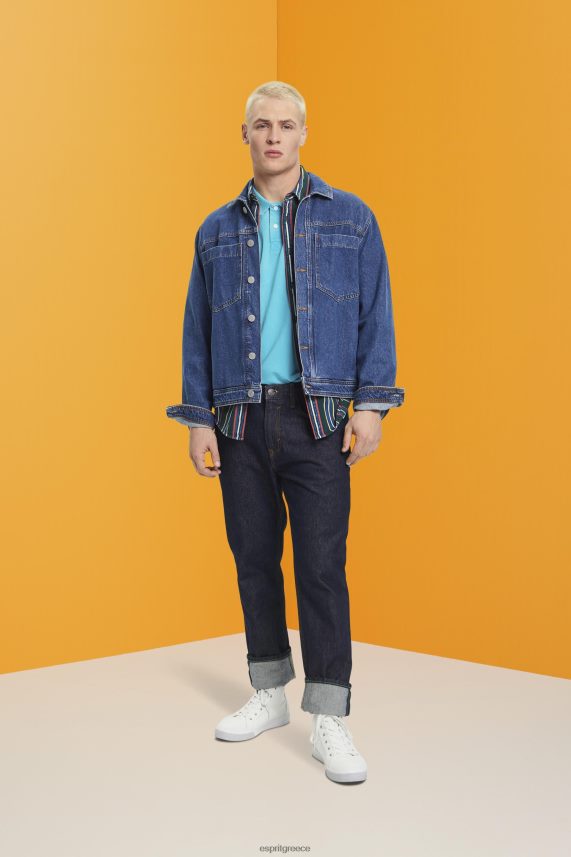 άνδρες Esprit υδάτινο πράσινο βαμβακερό πικέ πόλο μπλουζάκι πόλο 0J044P708