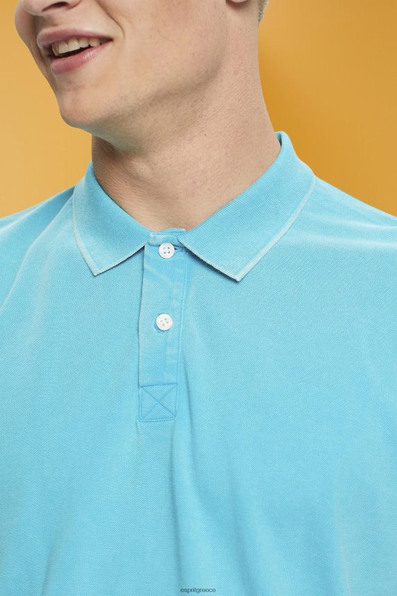 άνδρες Esprit υδάτινο πράσινο βαμβακερό πικέ πόλο μπλουζάκι πόλο 0J044P708