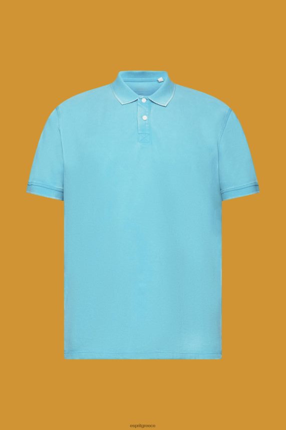 άνδρες Esprit υδάτινο πράσινο βαμβακερό πικέ πόλο μπλουζάκι πόλο 0J044P708