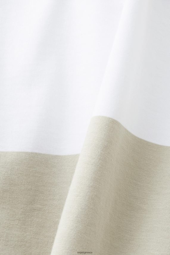 άνδρες Esprit σκονισμένο πράσινο μακρυμάνικο μπλουζάκι πόλο με ρίγες πόλο 0J044P719