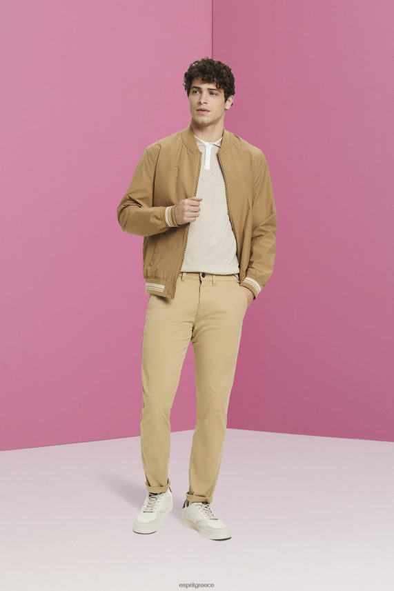 άνδρες Esprit ελαφρύ γκρι ανάμεικτο τένσελ και βιώσιμο βαμβακερό μπλουζάκι πόλο πόλο 0J044P759