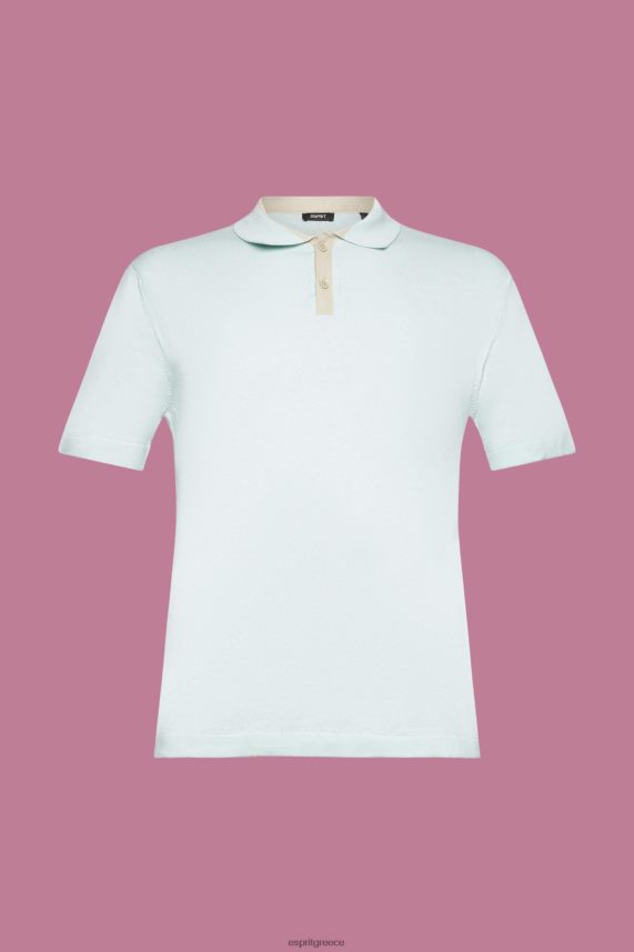 άνδρες Esprit ανοιχτό υδάτινο πράσινο ανάμεικτο τένσελ και βιώσιμο βαμβακερό μπλουζάκι πόλο πόλο 0J044P760