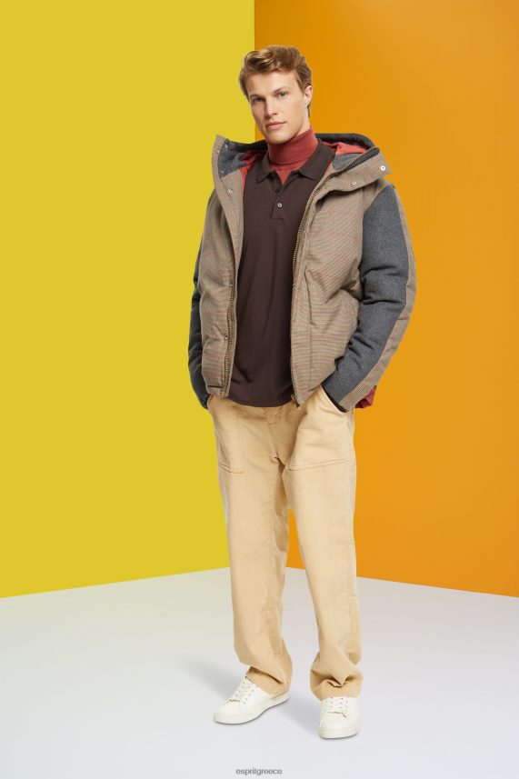 άνδρες Esprit σκούρο καφέ μακρυμάνικο πικέ πόλο μπλουζάκι πόλο 0J044P836