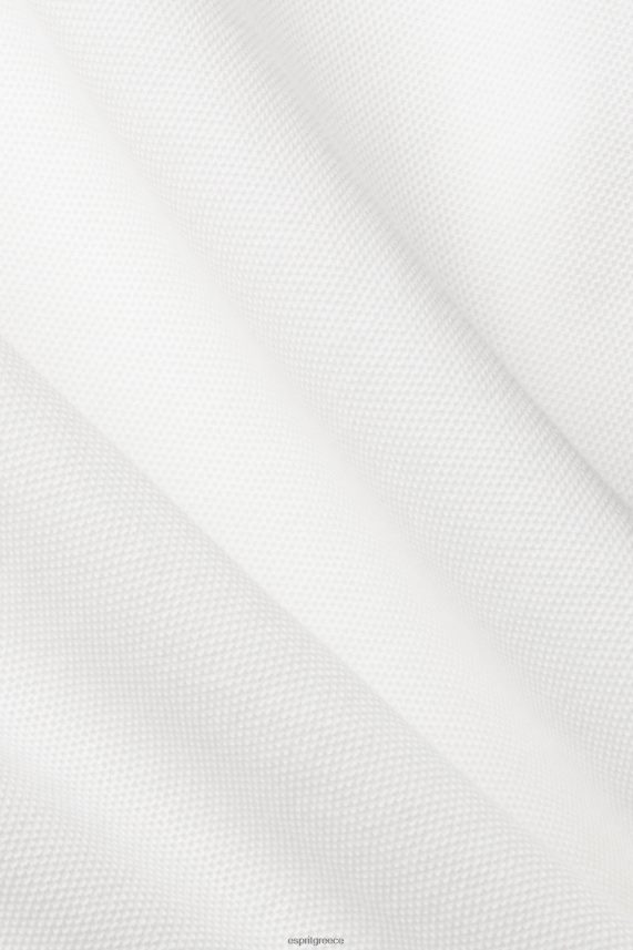 άνδρες Esprit υπόλευκο μακρυμάνικο πικέ πόλο μπλουζάκι πόλο 0J044P951