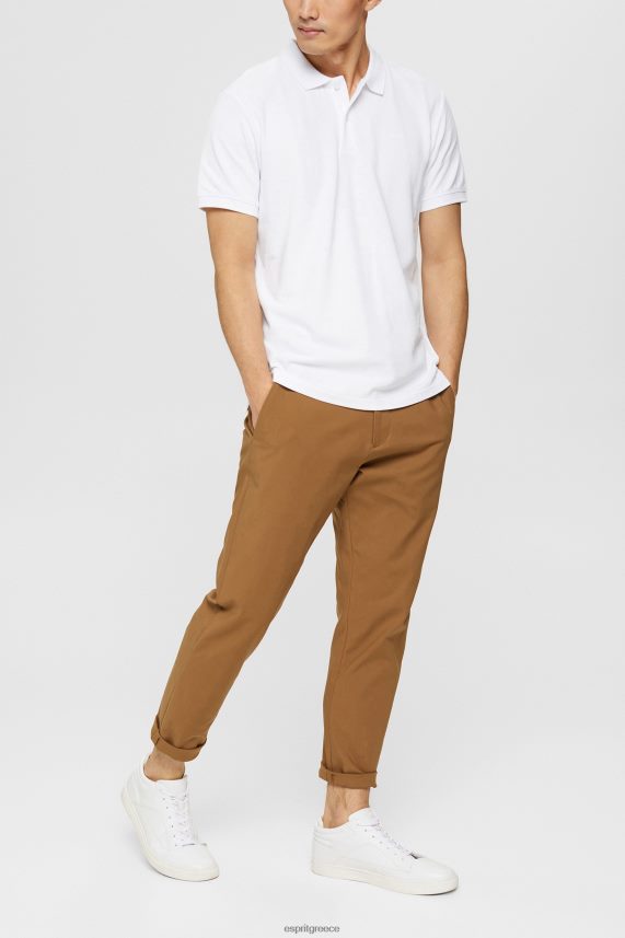 άνδρες Esprit άσπρο βαμβακερό πικέ πόλο μπλουζάκι pima πόλο 0J044P924