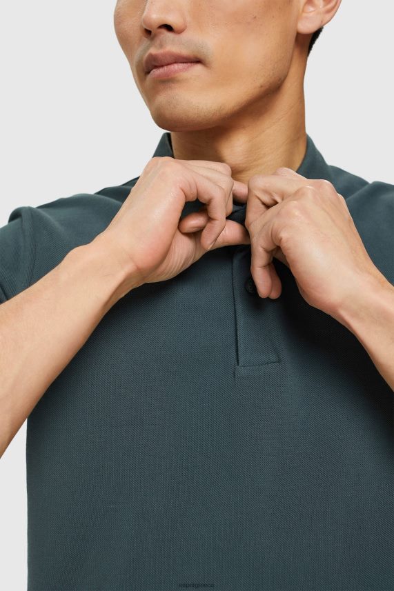 άνδρες Esprit γαλαζοπράσινο βαμβακερό πικέ πόλο μπλουζάκι pima πόλο 0J044P927