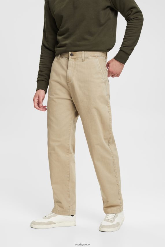 άνδρες Esprit άσπρο φαρδύ μπατζάκι, βιώσιμο βαμβακερό παντελόνι παντελόνι & παντελόνι 0J044P330