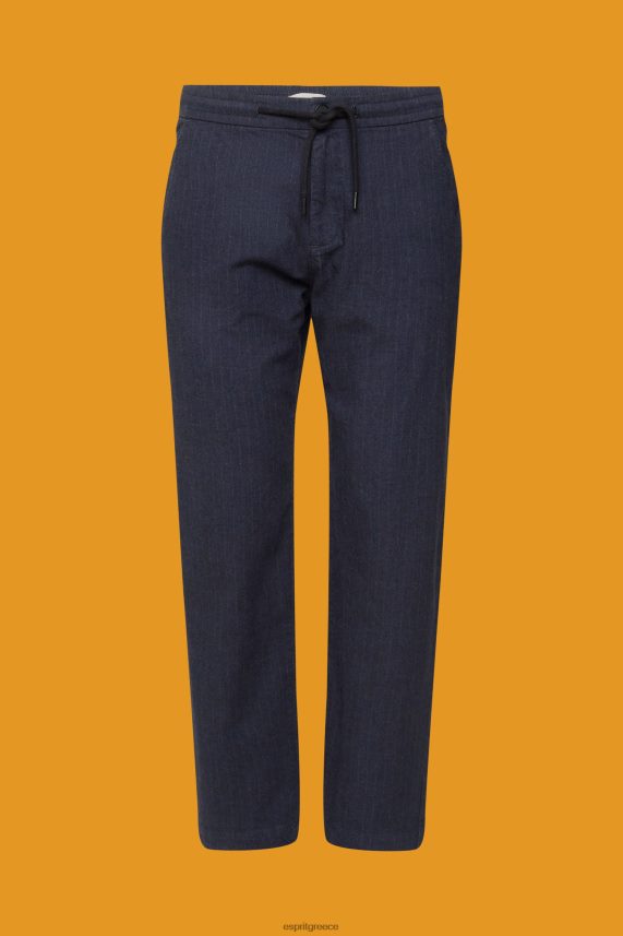 άνδρες Esprit σκούρο μπλε παντελόνι με ρίγες με κορδόνι στη μέση παντελόνι & παντελόνι 0J044P816