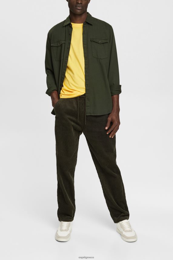 άνδρες Esprit σκούρο χακί κοτλέ παντελόνι σε στυλ jogger παντελόνι & παντελόνι 0J044P332