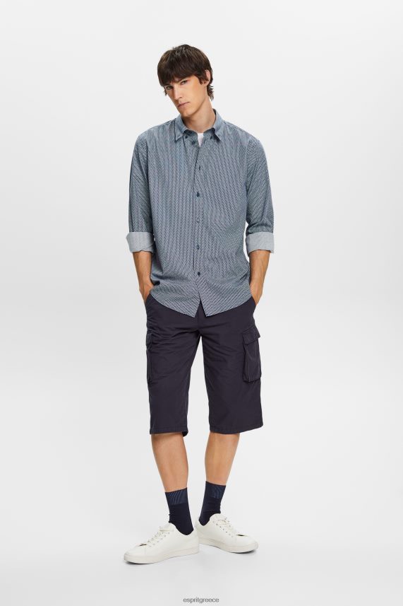 άνδρες Esprit γκρι μπλε βαμβακερό πουκάμισο ποπλίνα πουκάμισα 0J044P576