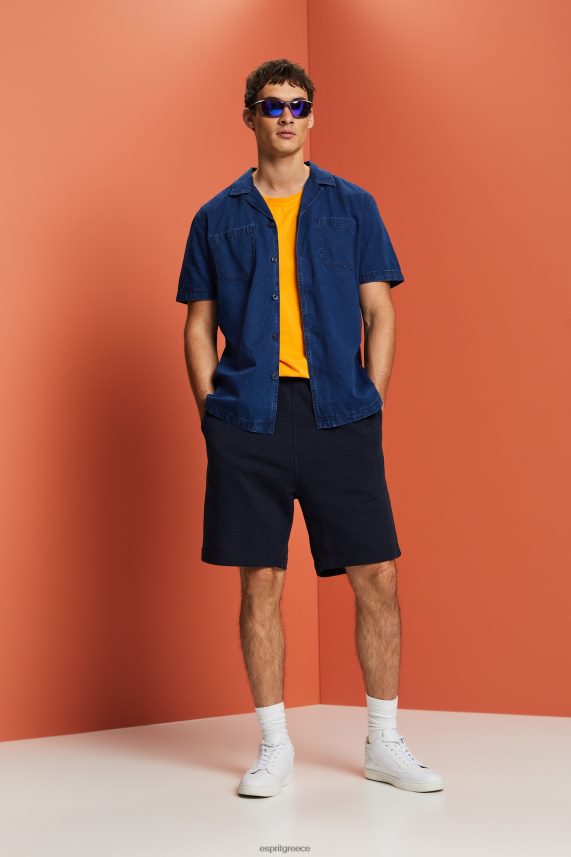 άνδρες Esprit μπλε σκούρο πλύσιμο κοντομάνικο τζιν πουκάμισο πουκάμισα 0J044P595