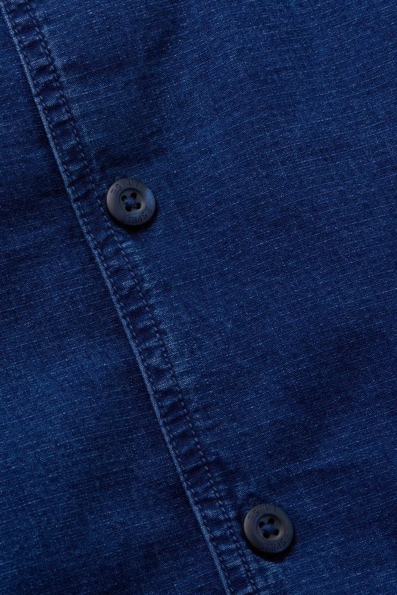 άνδρες Esprit μπλε σκούρο πλύσιμο κοντομάνικο τζιν πουκάμισο πουκάμισα 0J044P595