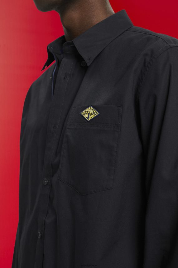 άνδρες Esprit μαύρος βαμβακερό πουκάμισο με κουμπιά πουκάμισα 0J044P658