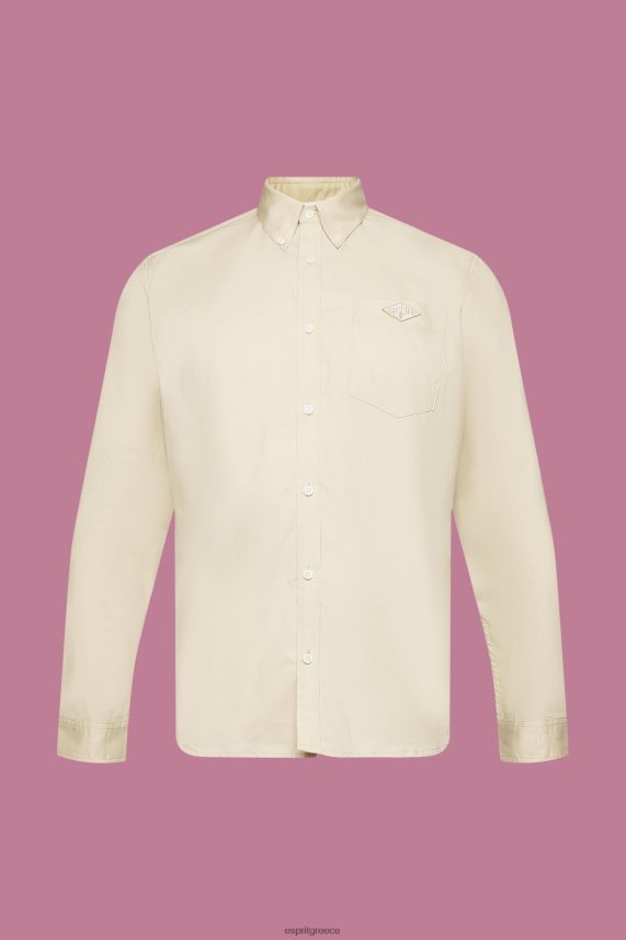 άνδρες Esprit μπεζ βαμβακερό πουκάμισο με κουμπιά πουκάμισα 0J044P659