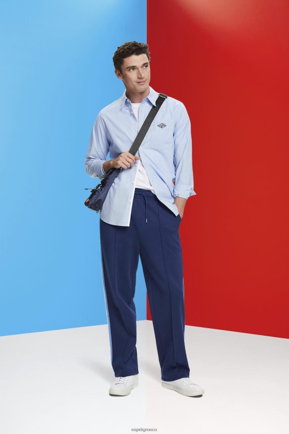 άνδρες Esprit παστέλ μπλε βαμβακερό πουκάμισο με κουμπιά πουκάμισα 0J044P661